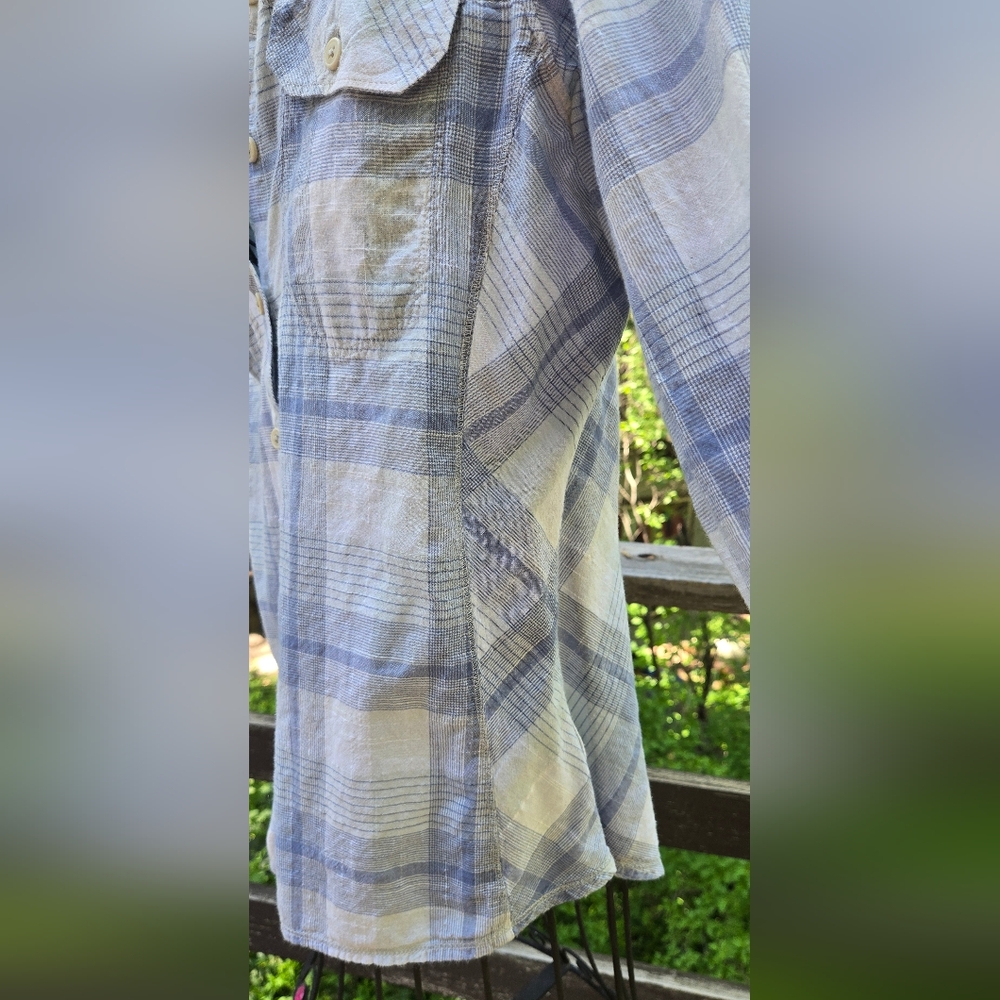 Columbia Blue&White Fitted Long Sleeve Button Down Shirt Sierra Nevada SzM - Picture 6 of 9